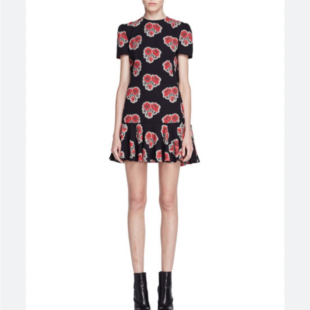 Nwt Alexander McQueen poppy print cape back dress